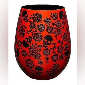 Skulls and Roses Stemless Glass
